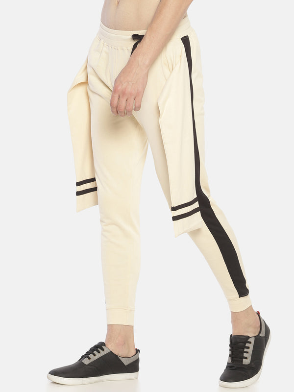 Beige Side Taped Joggers