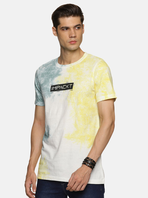 Impackt Men's Regular Tie & Dye Printed Short Sleeve T-Shirt