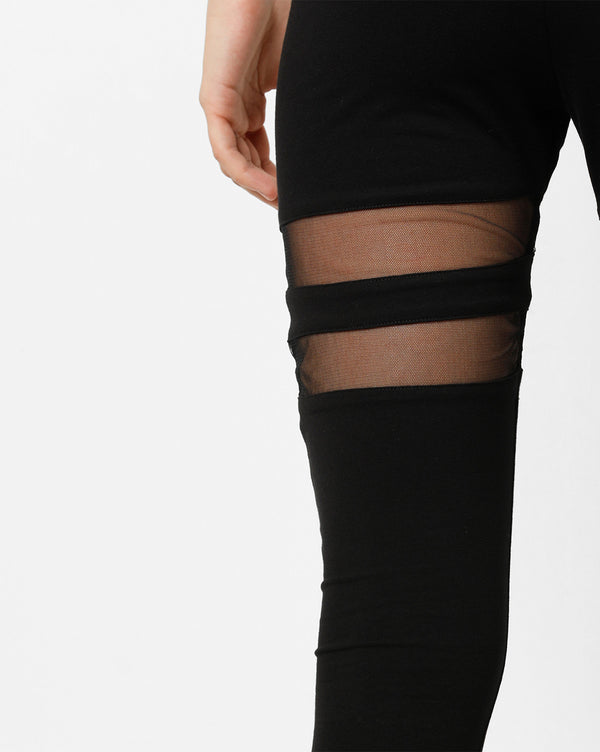 Black Leggings With Mesh On Thighs