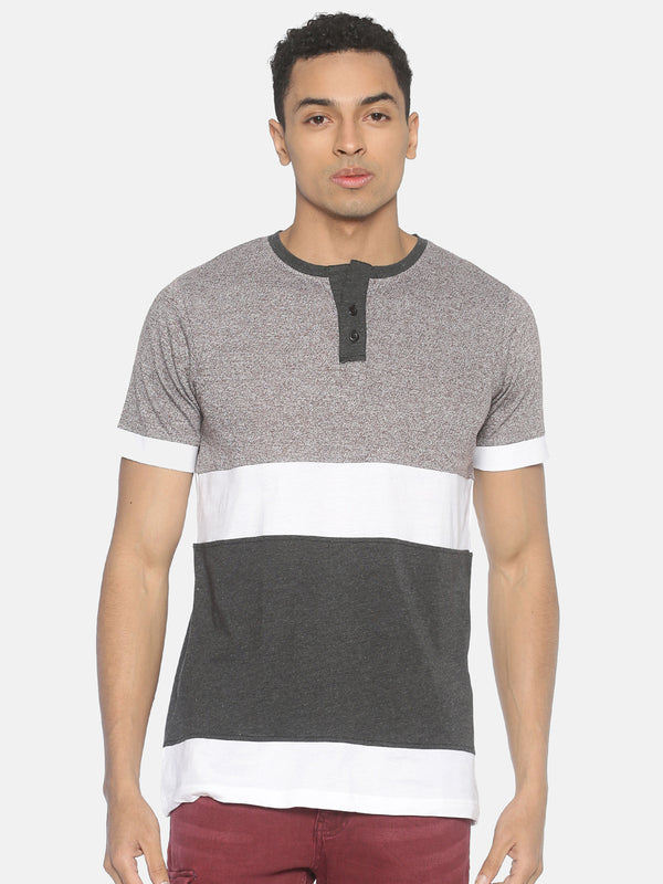Grey colour block t-shirt