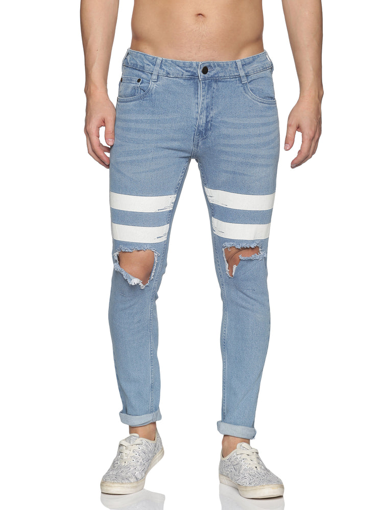 Impackt Fashion Light blue Jeans with print at thigh & back pocket