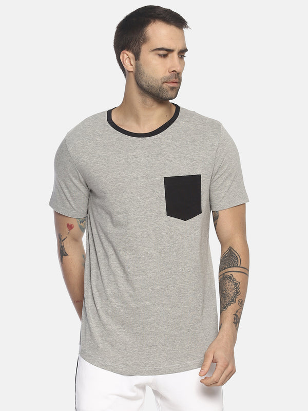 Grey solid pocket t-shirt