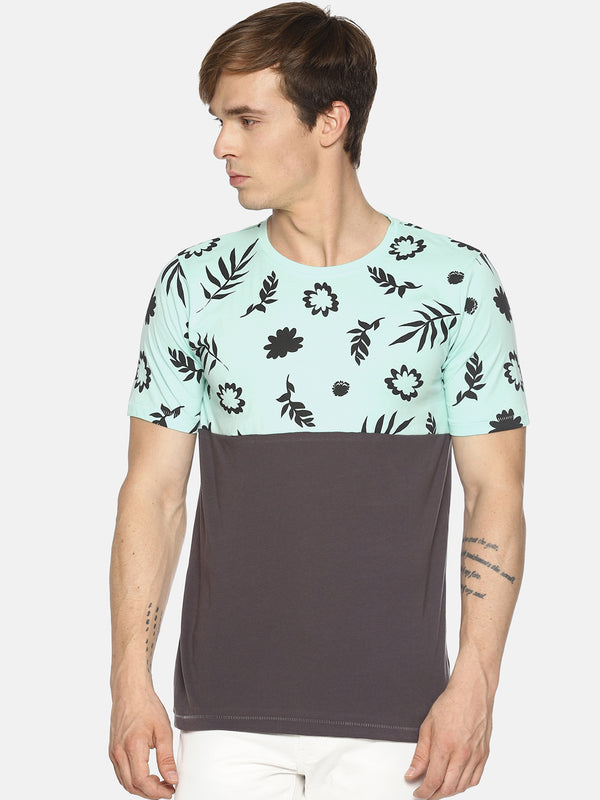 Grey tropical print t-shirt