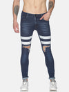 Fashion Dark blue Jeans with print at thigh & back pocket
