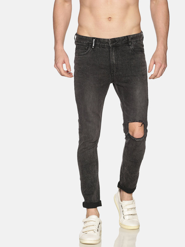 Impackt Denim Medium Washed Skinny Fit 5 Pockets Distressed Jeans for Men