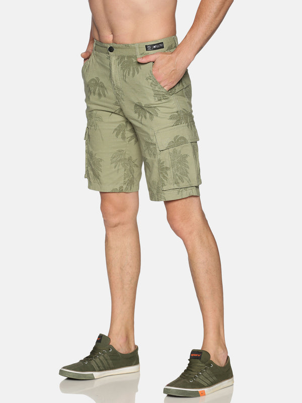 Kultprit Men's Shorts With Cargo Pocket & Allover Print