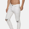 Kultprit Men's White heavy distress Jeans With Black Kult Prit Print