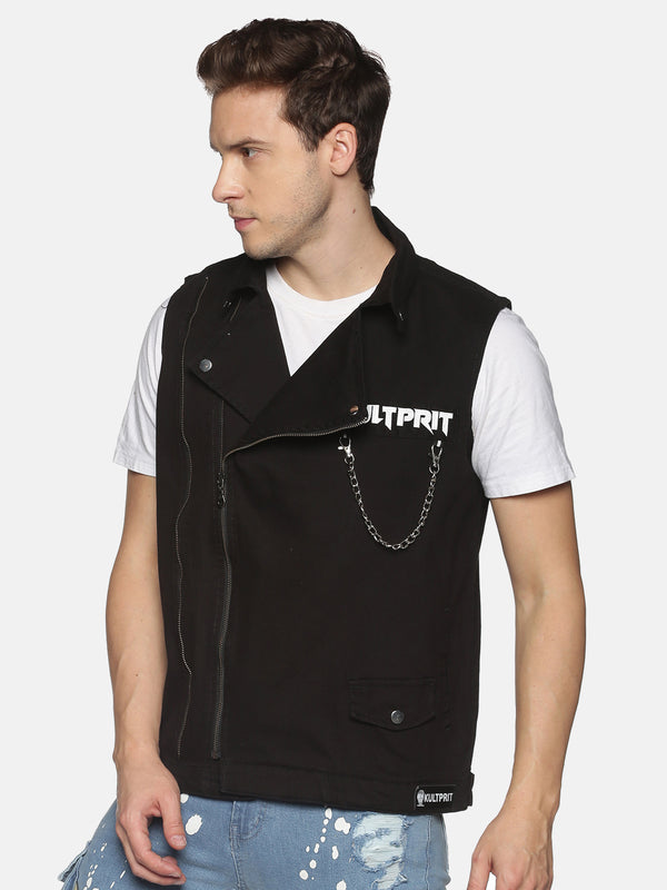 Kultprit double zipper sleeveless jacket