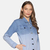 Kultprit Women's Full Sleeves Denim Jackets With Ombre Wash