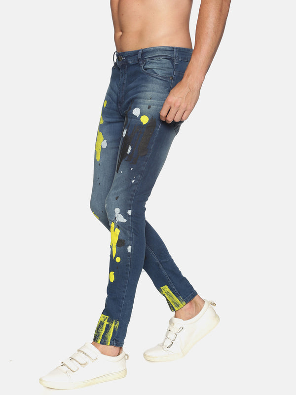 Impackt Men's Skinny Jeans With Paint Splatter Print