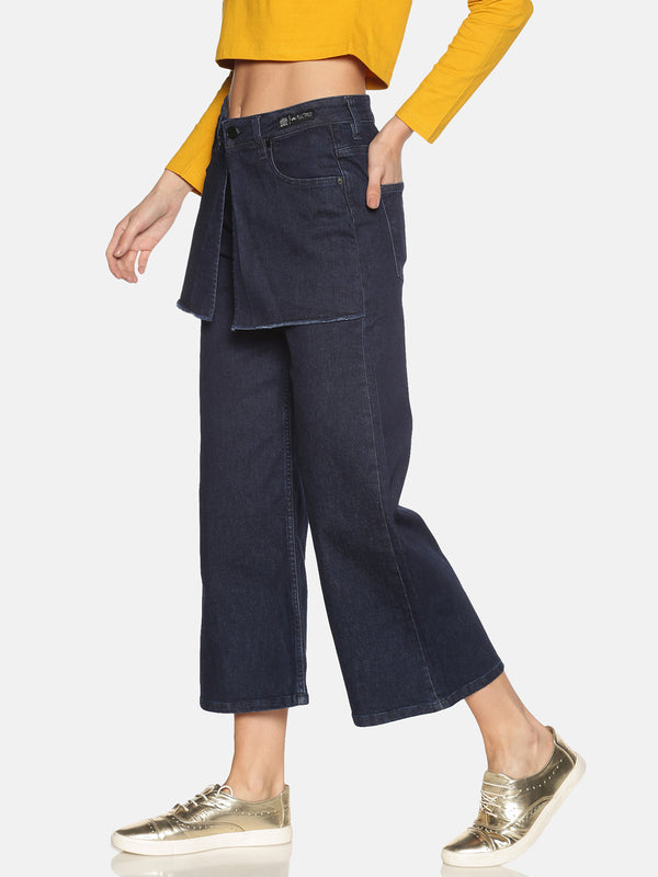 Loose A-Lined Culottes With Skirt Layer Attachment From Waist