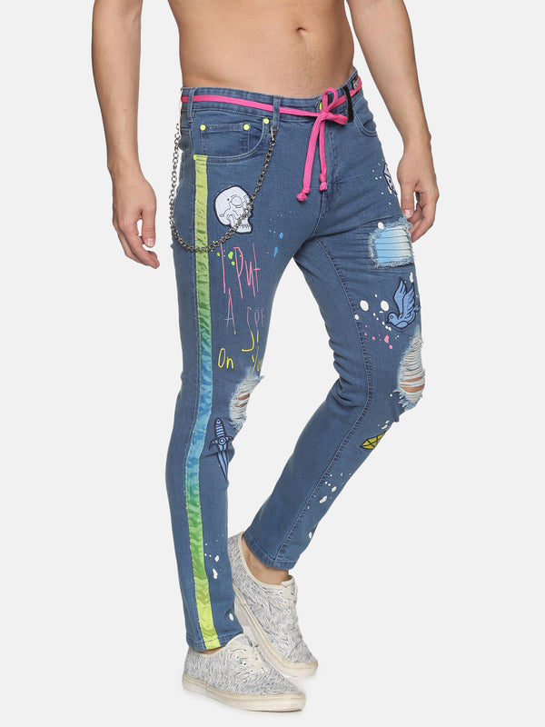 Kultprit Applique with printed Jeans