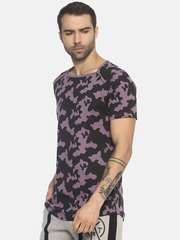 All Over Printed, Short Sleeve, Square Neck T shirt