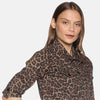 Crop Jacket With Leopard Print Pattern And Back Print