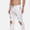 Kultprit Men's White heavy distress Jeans With Side Chain
