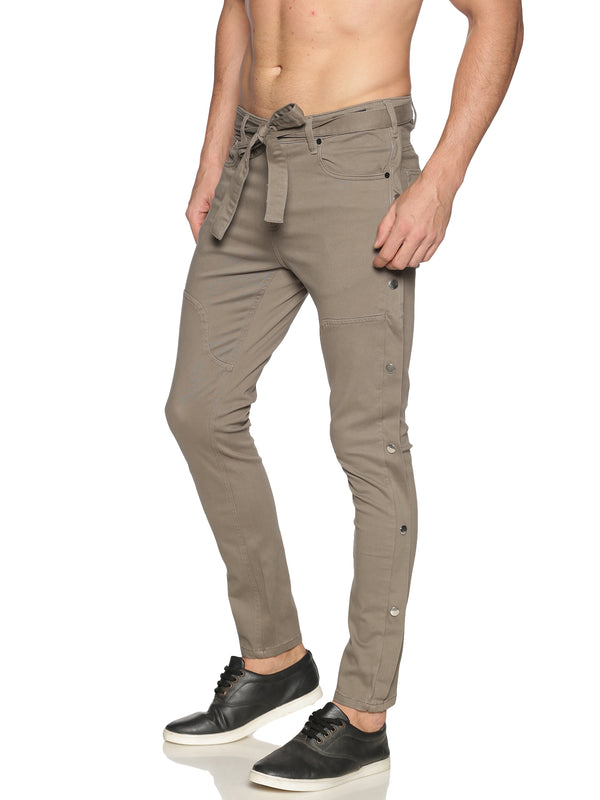 Kultprit Men's Trouser With Side Snap Button & Drawstring