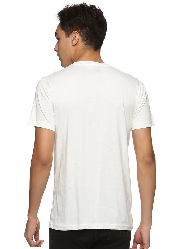 Impackt Men's Chest Printed Round Neck White T-Shirt
