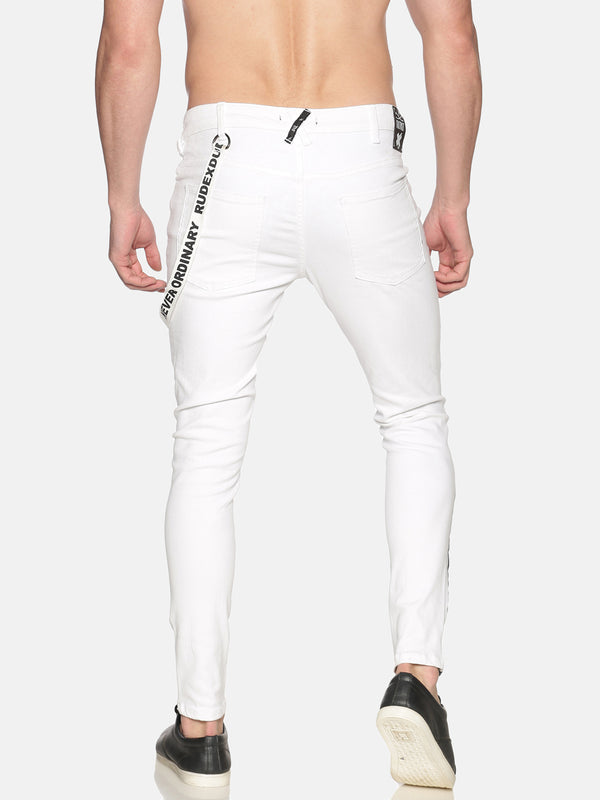 Kultprit Denim Medium Washed Skinny Fit 5 Pockets Printed Jeans for Men