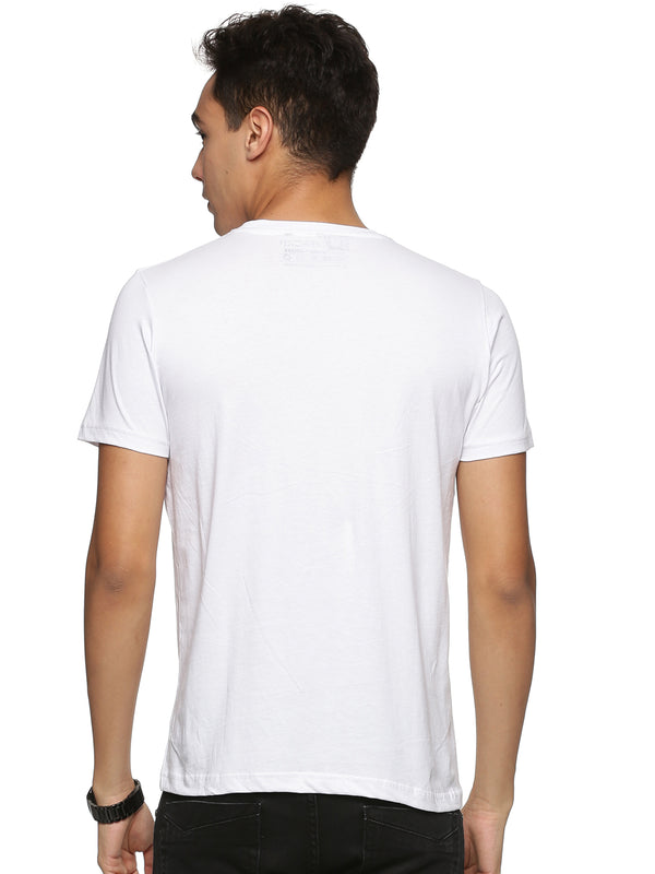 Impackt Men's Chest Printed Round Neck Off White T-Shirt