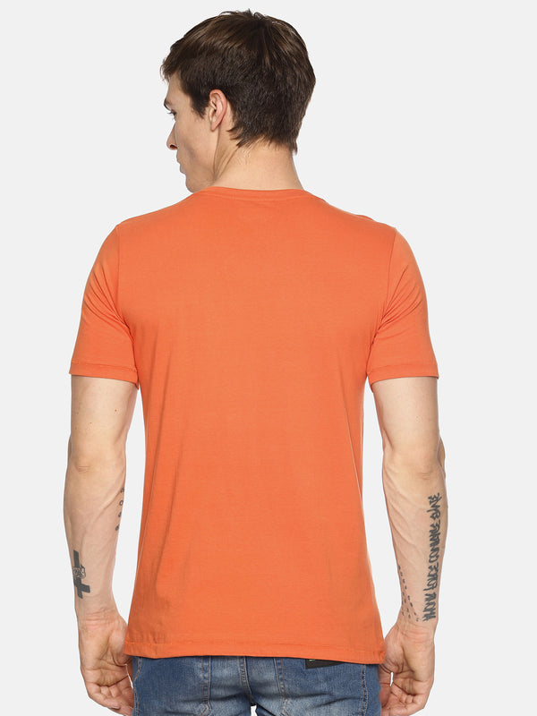 Orange chest print t-shirt