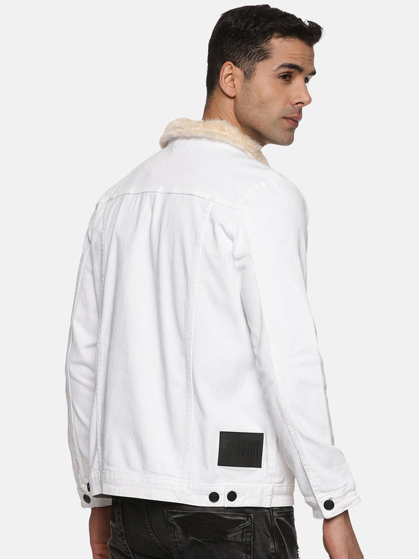 Kultprit Men's White Jacket with White fur