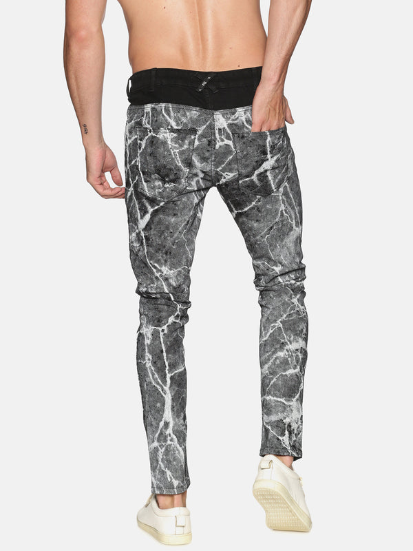 Kultprit Men's Skinny Jeans With Allover Printed