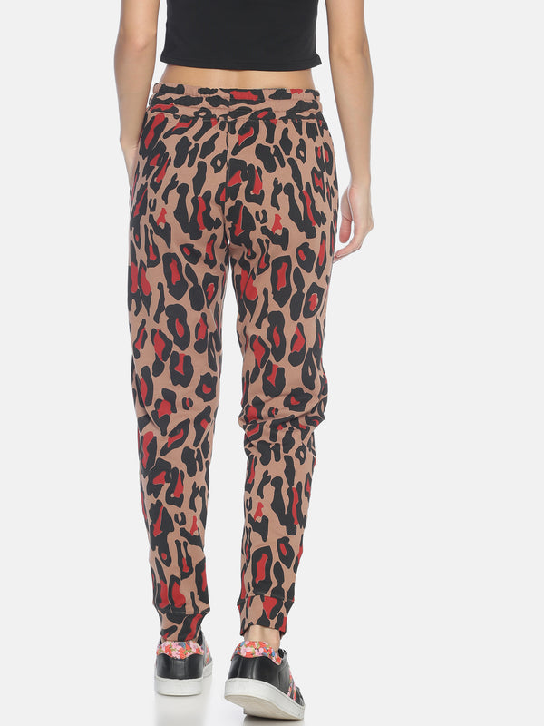 Women Slim Fit Joggers with leopard print