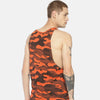 Deep Armhole Round Neck Sleeveless Tshirt With All Over Camo Print