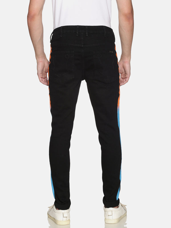 Impackt Medium Washed Skinny Fit Printed Side Tape Jeans for Men