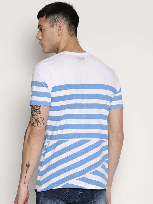 Impackt blue striped round neck t-shirt