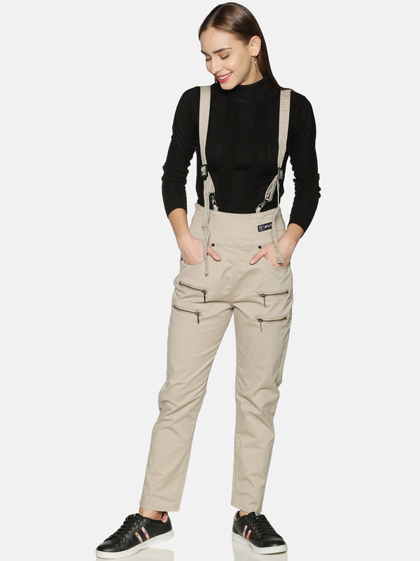 Kultprit Women's Trouser With Suspenders & Zipper