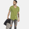 Solid Olive Green Ripped T-Shirt