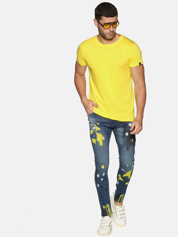 Impackt Men's Skinny Jeans With Paint Splatter Print