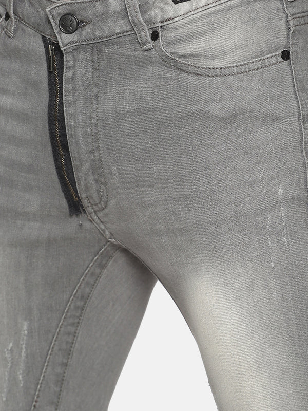 Kultprit Men's Solid Jeans With Fake Zipper