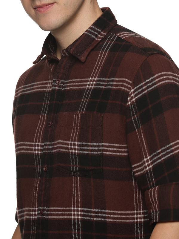 Impackt Men's Regular Fit Checkered Cut Away Collar Casual Shirt