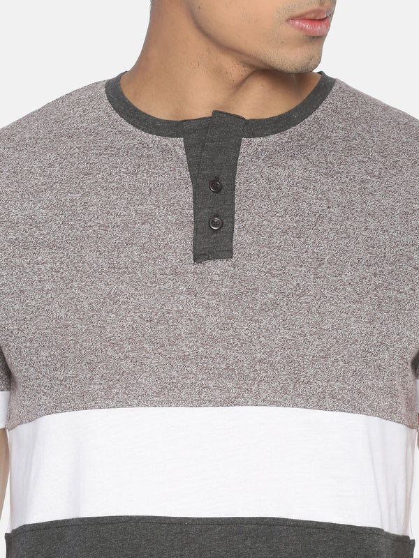 Grey colour block t-shirt