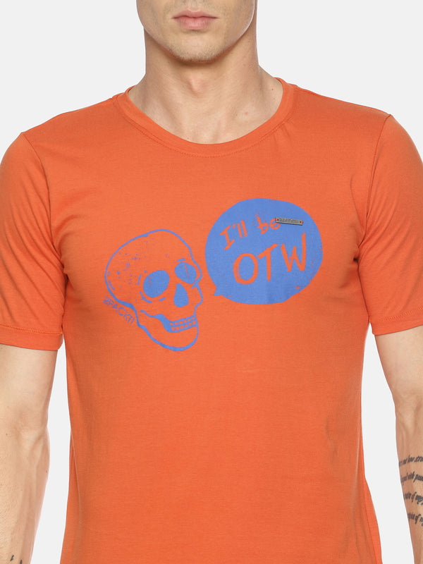 Orange chest print t-shirt
