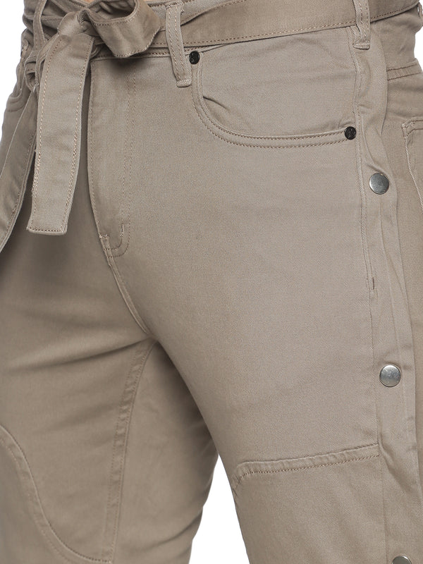 Kultprit Men's Trouser With Side Snap Button & Drawstring