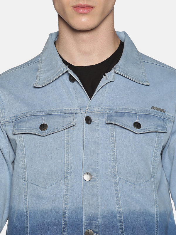 Impackt Men's Full Sleeves Denim Jackets With Ombre Wash