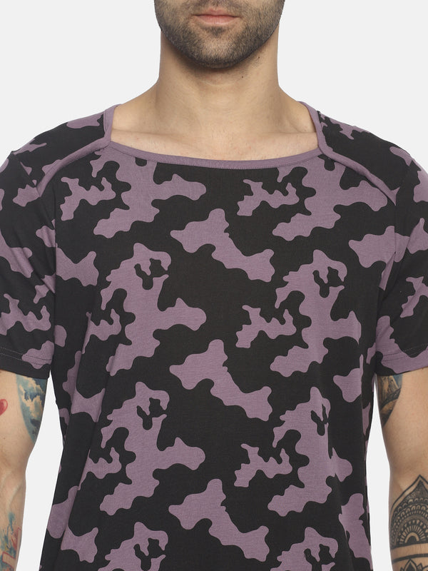 All Over Printed, Short Sleeve, Square Neck T shirt