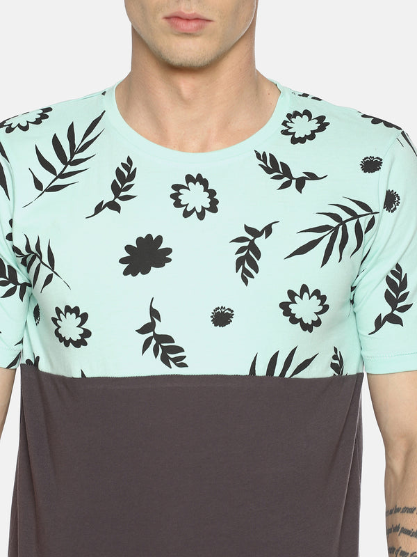 Grey tropical print t-shirt