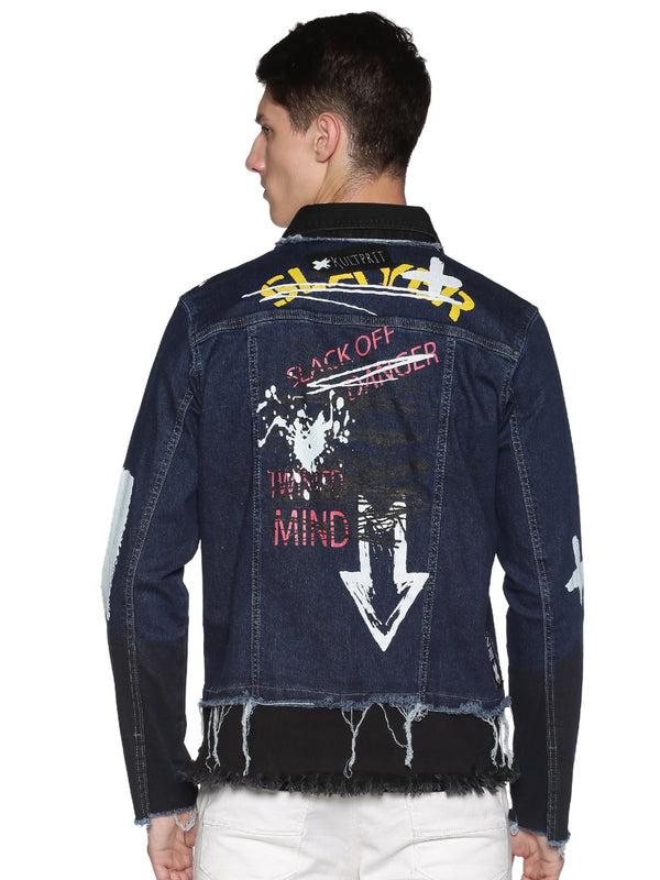 Kultprit Men's Full Sleeves Denim Jackets With Back Print