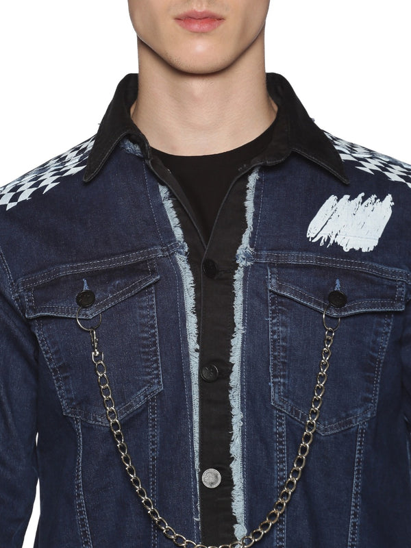 Kultprit Men's Full Sleeves Denim Jackets With Back Print
